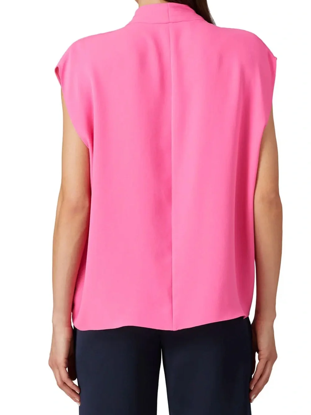 Trina Turk Concourse 2 Draped V-Neck Cap-Sleeve Top Size XS/ Small Hot Pink - Picture 2 of 11